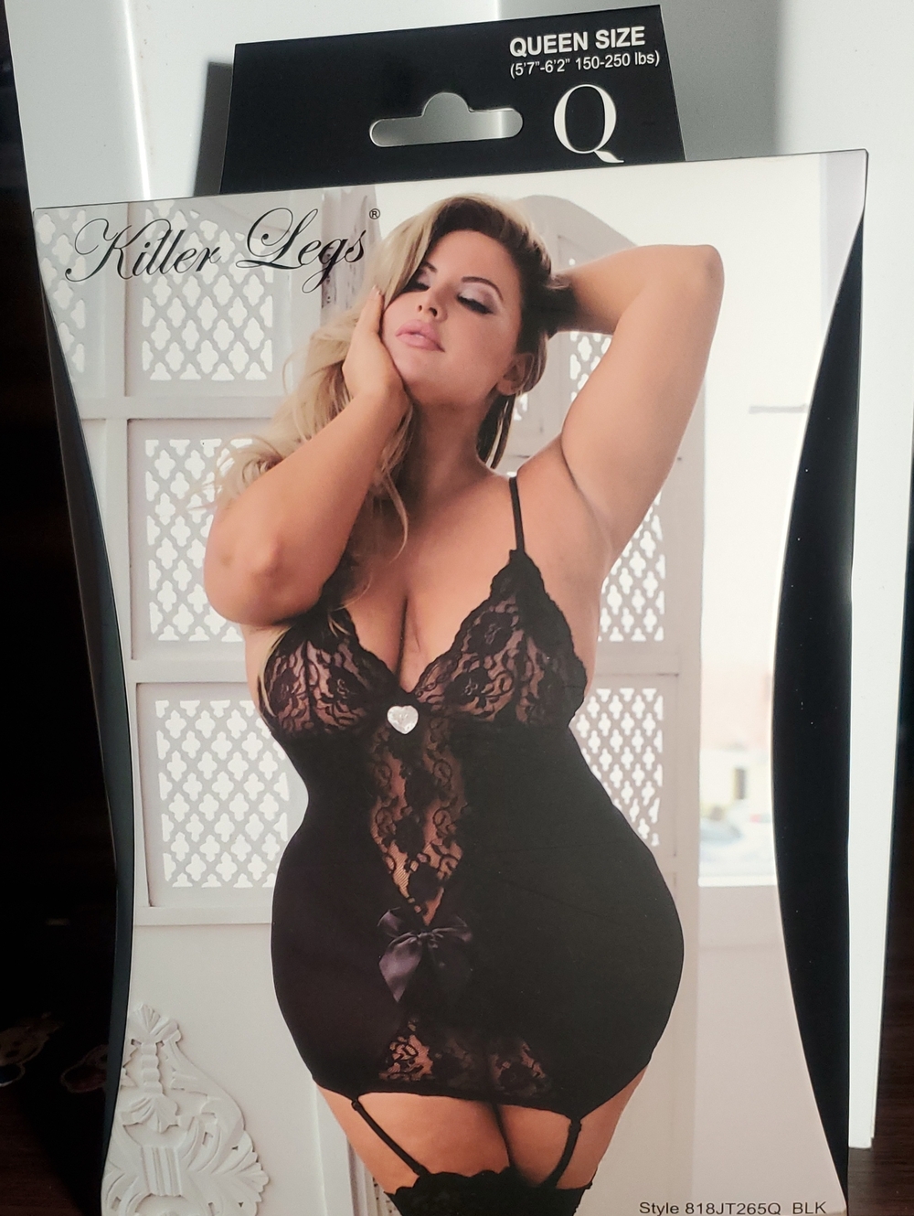 Killer Legs Queen Size Black Lace Chemise - Sexy Plus Size Intimate